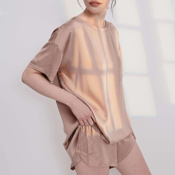 lunya Other - Lunya Washable Silk Tee Otium Tan Short Sleeve Size XS/S